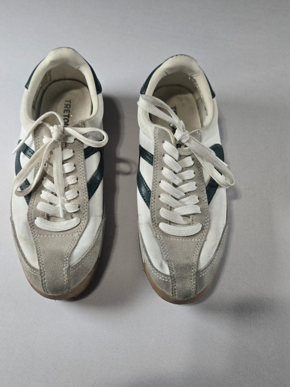 Tretorn Rawlins Women's 7M White Green Suede Leather Retro Sneakers Shoes
